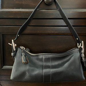 COACH Black Leather Purse Handbag Baguette